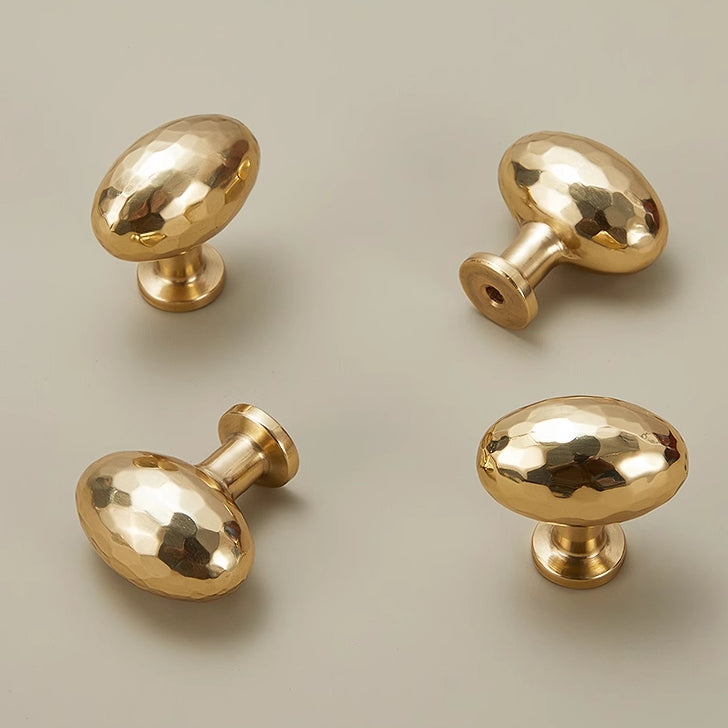 Hammered Brass Knobs, Egg Drawer Pulls, Bronze Gold Silver