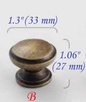 Classic Antique Bronze Cabinet Knob, Solid Brass, Retro Vintage Victorian Rustic Kitchen Hardware