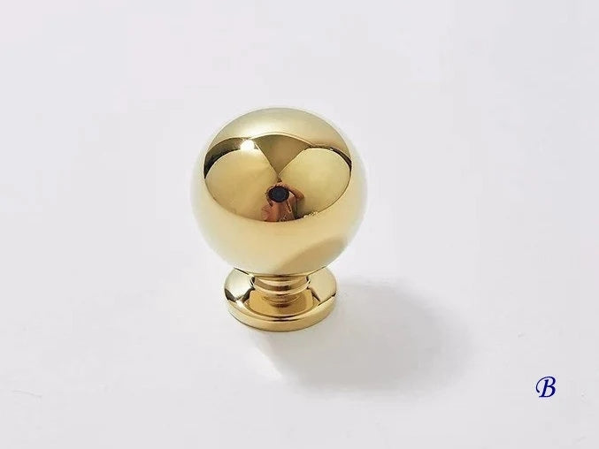Brass Cabinet Ball Knobs, Polished Gold Chrome, Sleek Modern, Lynns Hardware