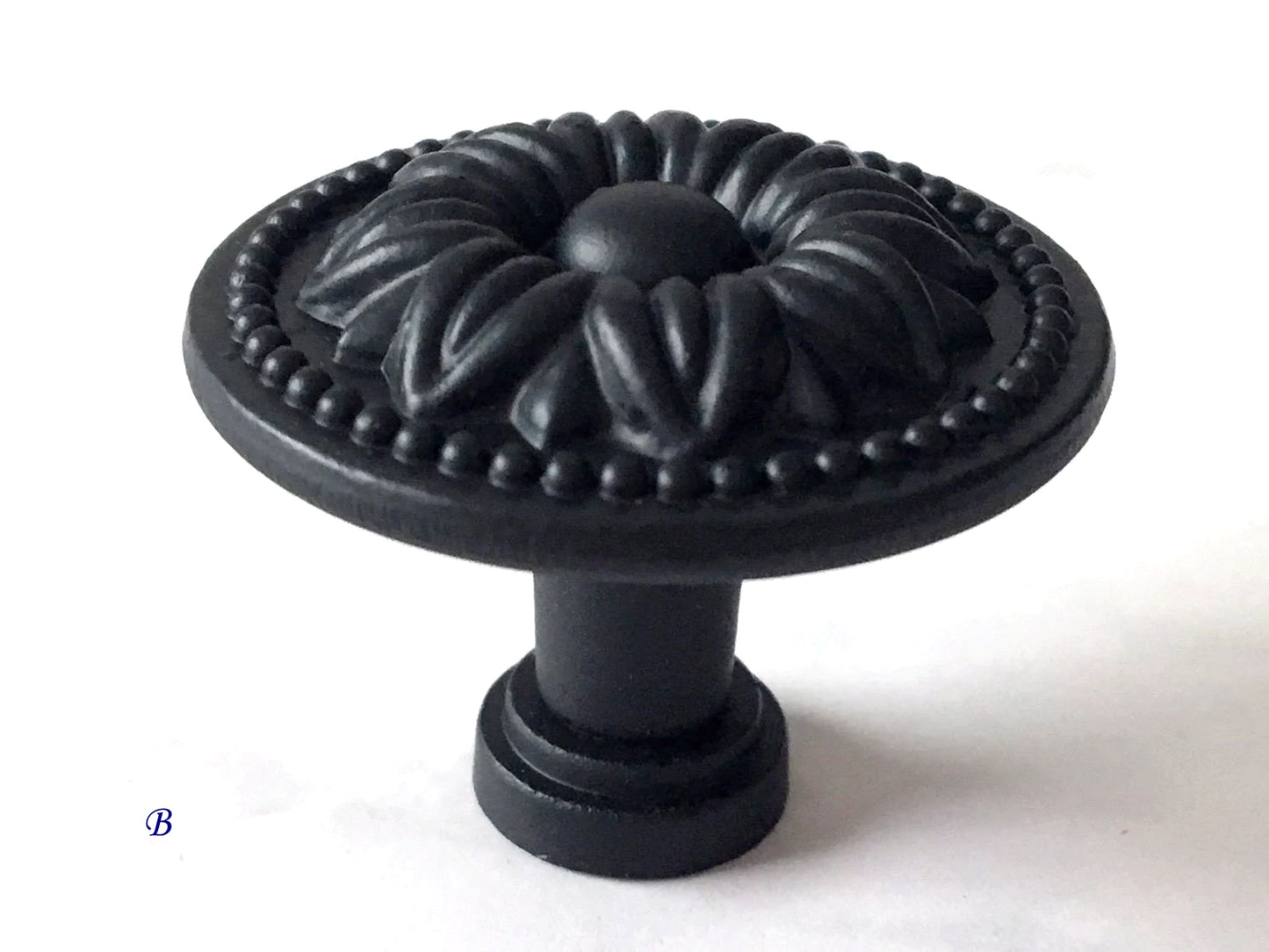 3" 3.75" Centers Black Leafy Drawer Pulls, Floral Knob, Vintage Shabby Chic