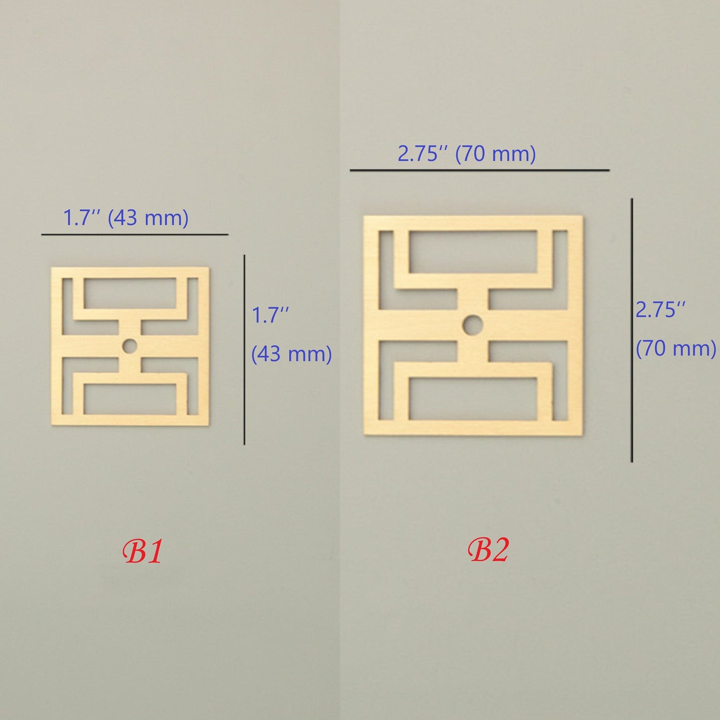Elegant Solid Brass Cabinet Knob Backplates, Brushed Gold, MCM Style