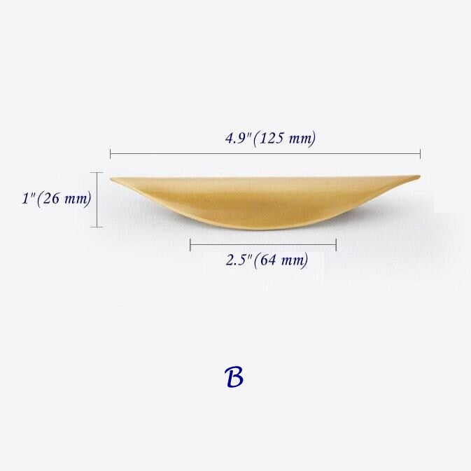 1.25" 2.5" 3.75" Brass Drawer Pull, Finger Handles, Brushed Gold