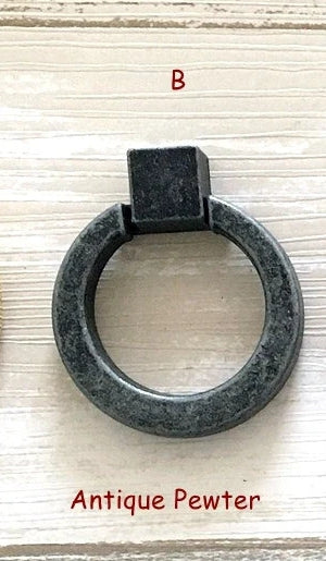 Ring Drawer Pull Cabinet knobs, Gold, Nickel, Bronze, Black