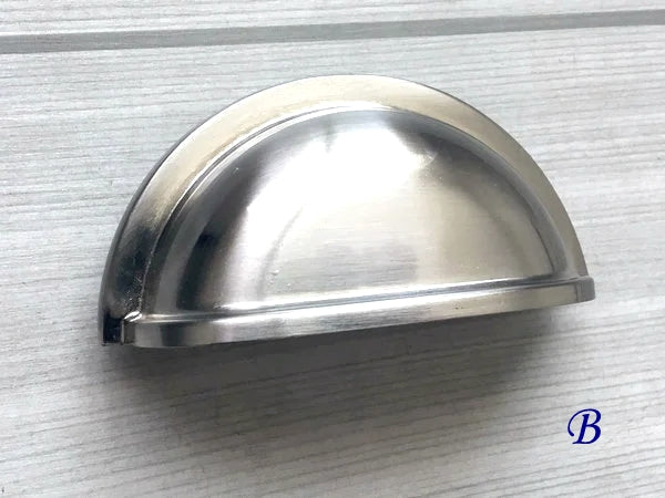 Nickel Cabinet Drawer Pulls Modern Cup Handles 76 96 128 mm Lynn Hardware