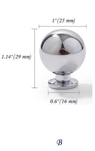 Polished Chrome Cabinet Handles, Shiny Silver Drawer Knobs, Solid Brass