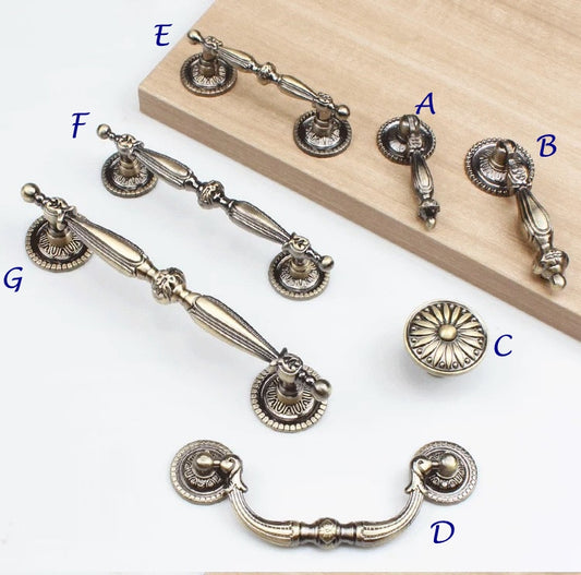 2.5" 3.75" 5" Antique Bronze Drawer Pulls Vintage Style