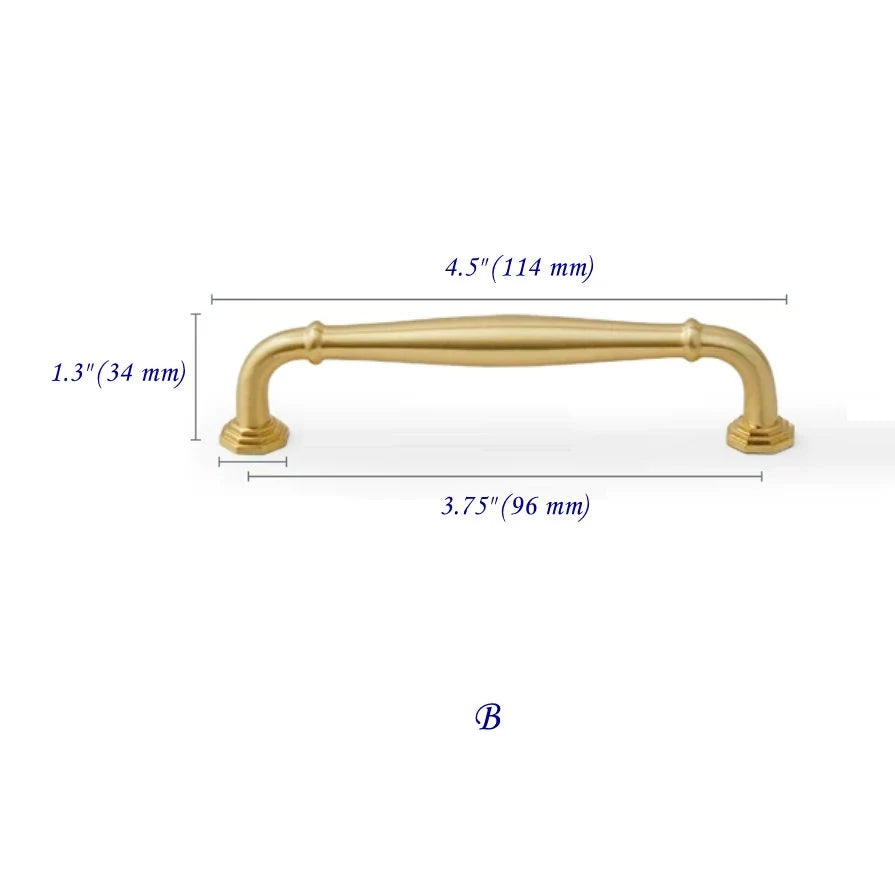 3.75" 5" 7.5" Octagonal Brass Cabinet Handles Brushed Gold Vanity Pulls