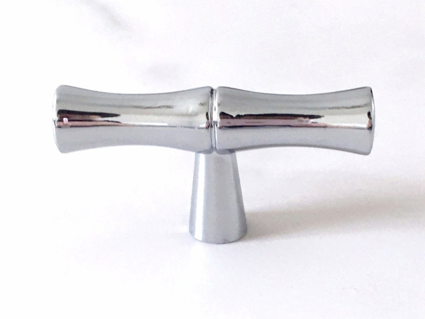 Bamboo Cabinet Pulls and Drawer Knobs, Polished Chrome Silver, Modern Kitchen Hardware