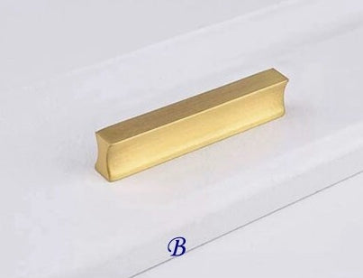 Solid Brass Cabinet Pulls, Simple Minimalism, Brushed Gold, Kitchen Hardware