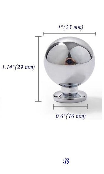 Polished Chrome Brass Cabinet Bar Handles, Ball Knobs, Contemporary Kitchen Hardware