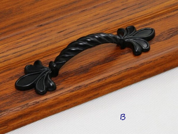 Black Fleur De Lis Cabinet Pulls, Kitchen Hardware, 2.5" 3.75" Centers