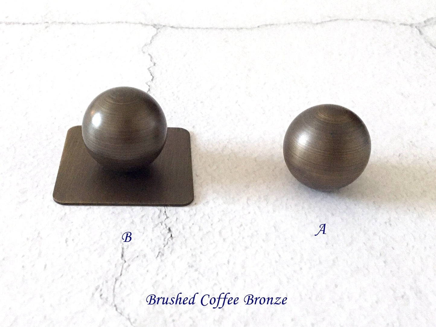 Ball Brass Knobs with backplate in Coffee Bronze