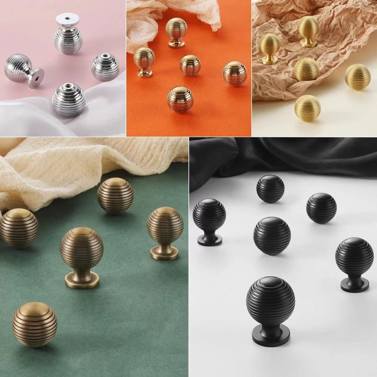 Beehive Brass Cabinet Knobs Ball Drawer Pull Kitchen Hardware Contemporary
