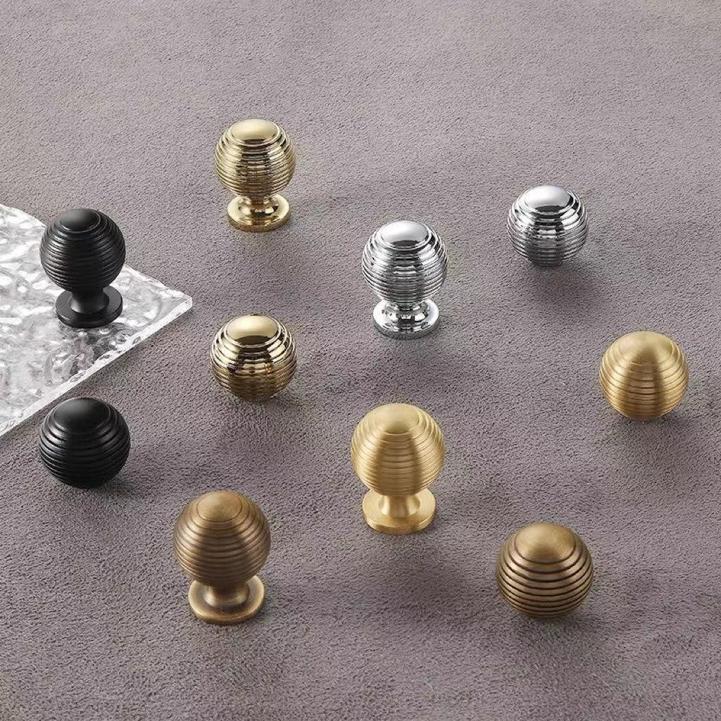 Beehive Brass Drawer Knobs Spherical Cabinet Pull Kitchen Hardware Mid Century Modern