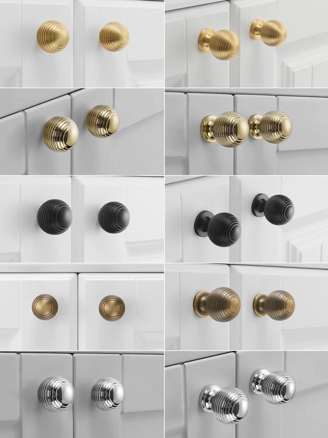 Beehive Brass Knobs Cabinet Hardware Ball Drawer Pulls Scandinavian Classic