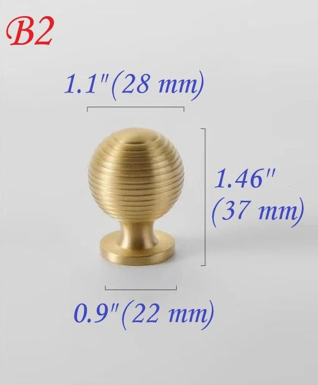 Beehive Drawer Knobs Brushed Brass Cabinet Pull Kitchen Hardware MCM
