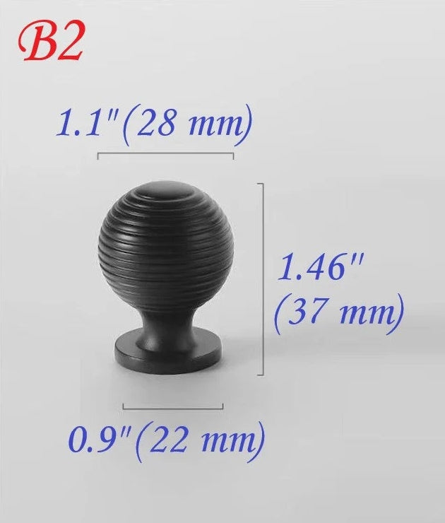 Black Kitchen Cabinet Hardware Solid Brass Beehive Dresser Chest Knobs 28 mm
