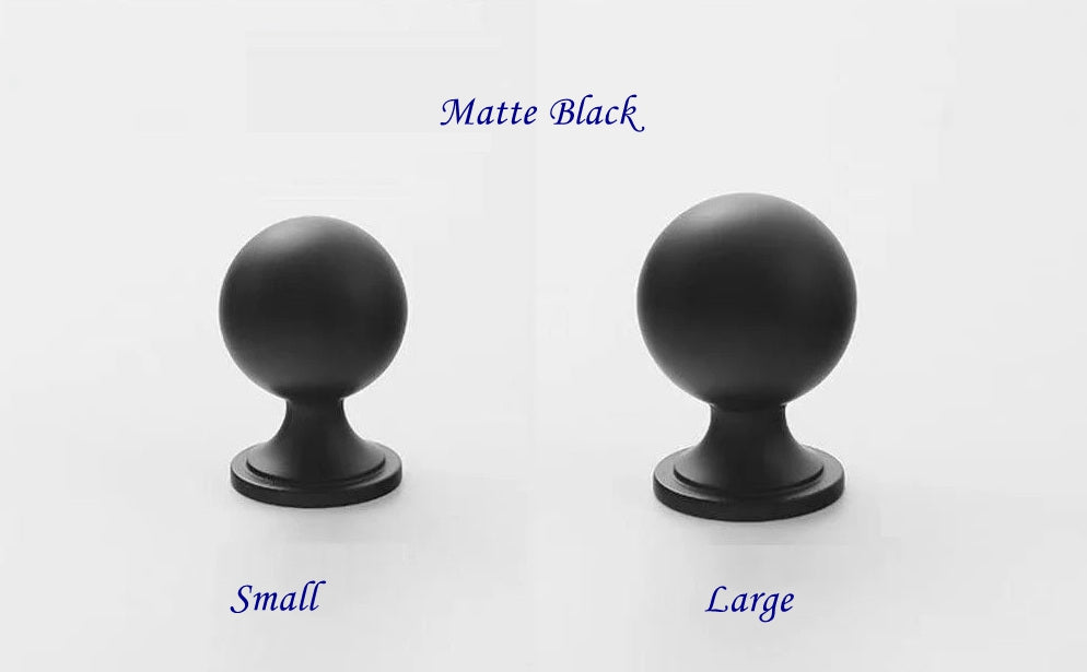 Black Sleek Ball Knob Solid Brass