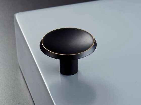 Solid Brass Concave Round Cabinet Knob, Gold Coffee Black