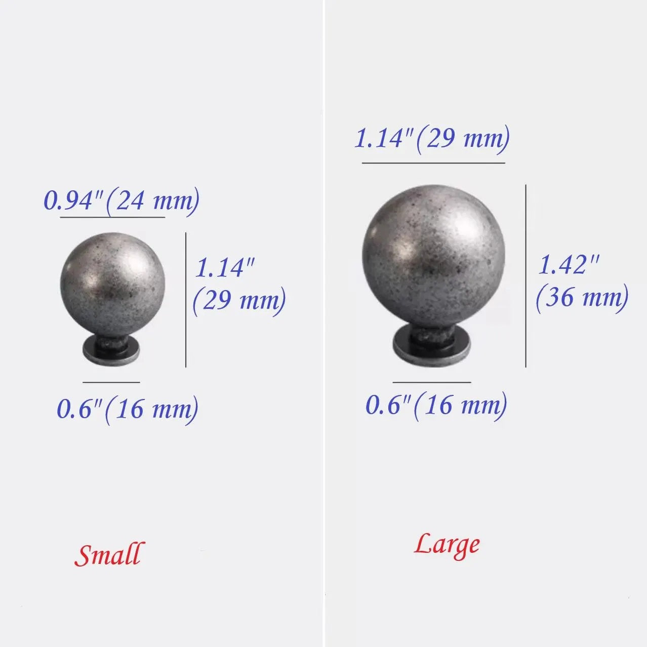 Brass Ball Knob Antique Pewter