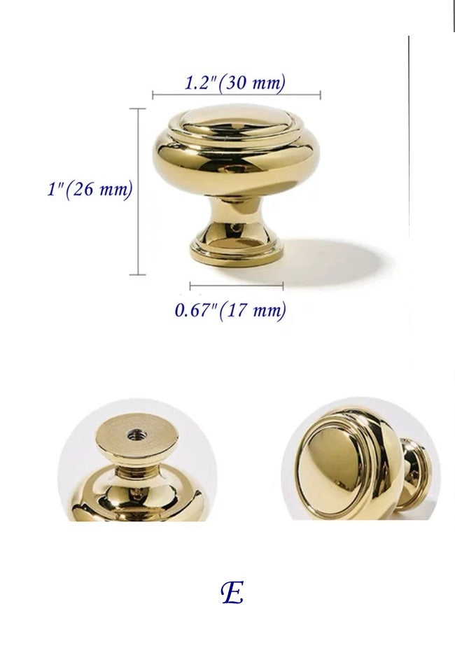 Brass Cabinet Knobs Pulls Polished Gold Luxury Kitchen Hardware Art Deco Modern