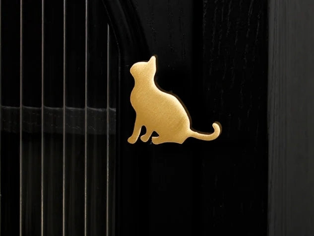 Brass Cat Cabinet Door Knob Right