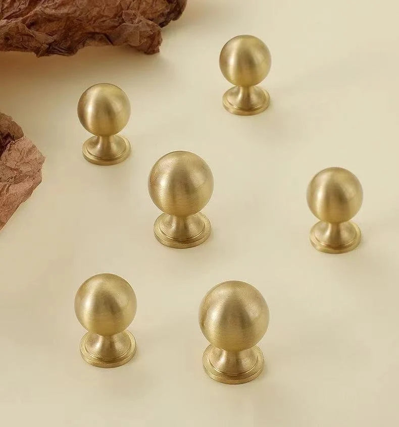 Brushed Brass Ball Knob Cabinet Pulls Hardware