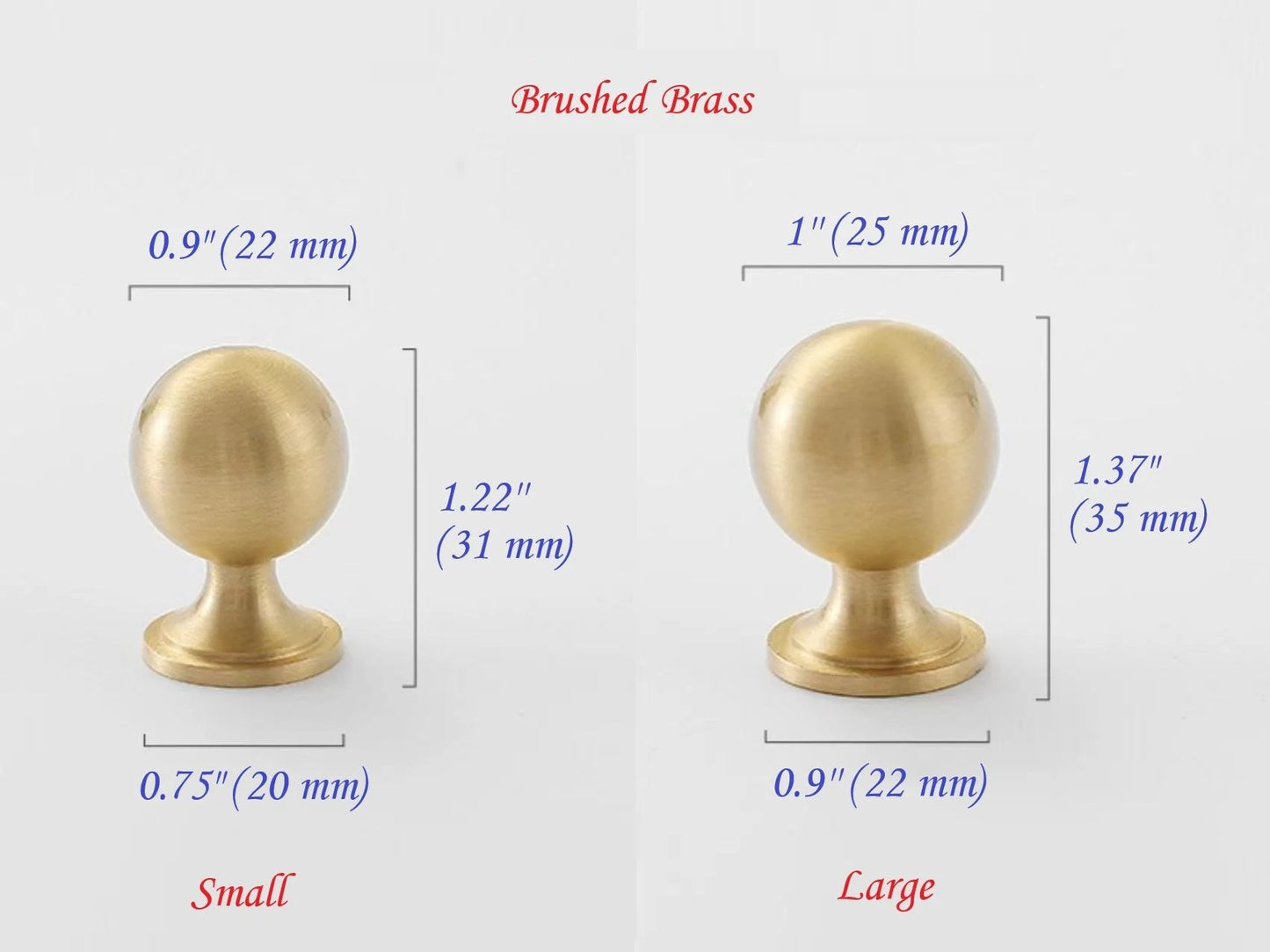 Brushed Brass Ball Knobs Kitchen Cabinet Pulls