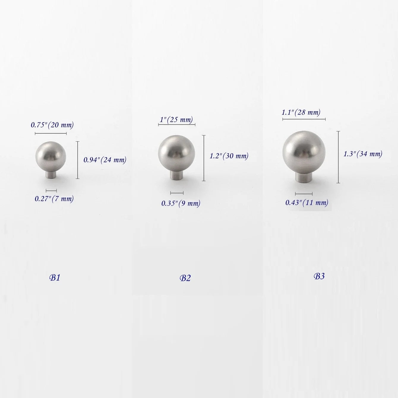 Brushed Nickel Brass Cabinet Ball Knobs