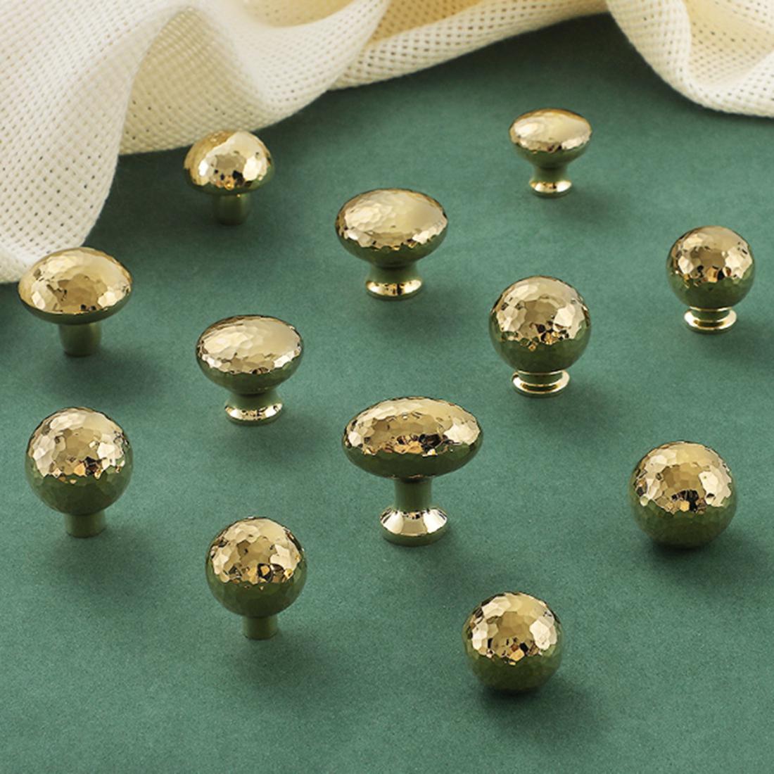 Hammered Brass Knobs Gold Drawer Pulls Egg Door Handle