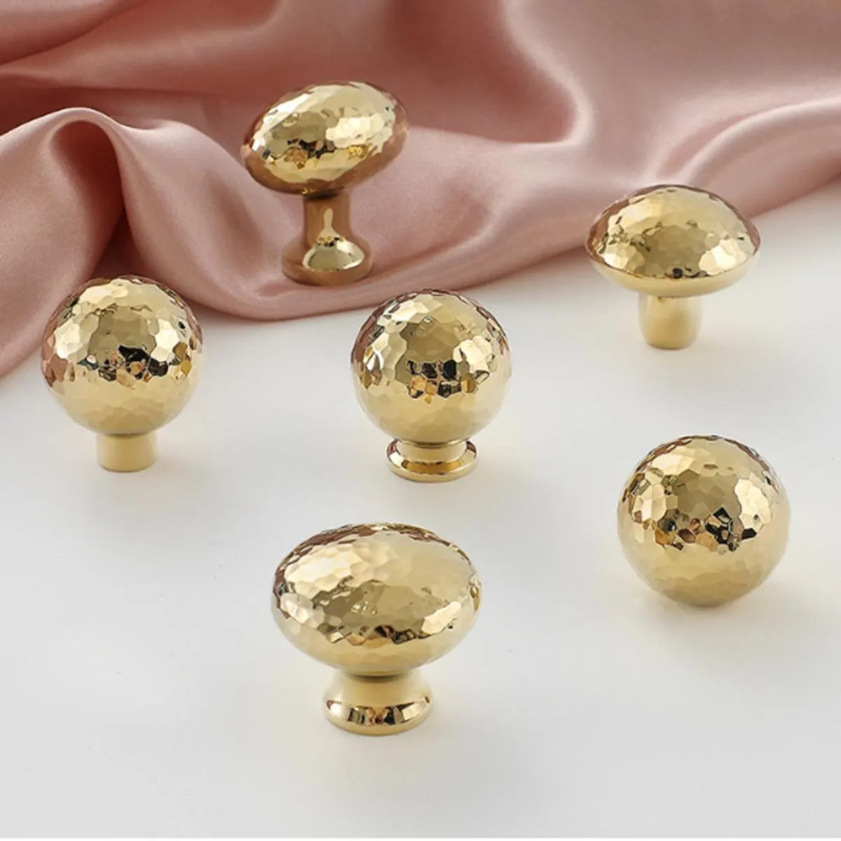 Hammered Brass Knobs Gold Drawer Pulls Egg Door Handle