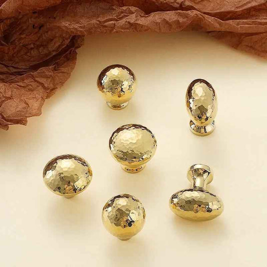 Assorted Hammered Gold Brass Knobs - for Stylish Kitchen Interior