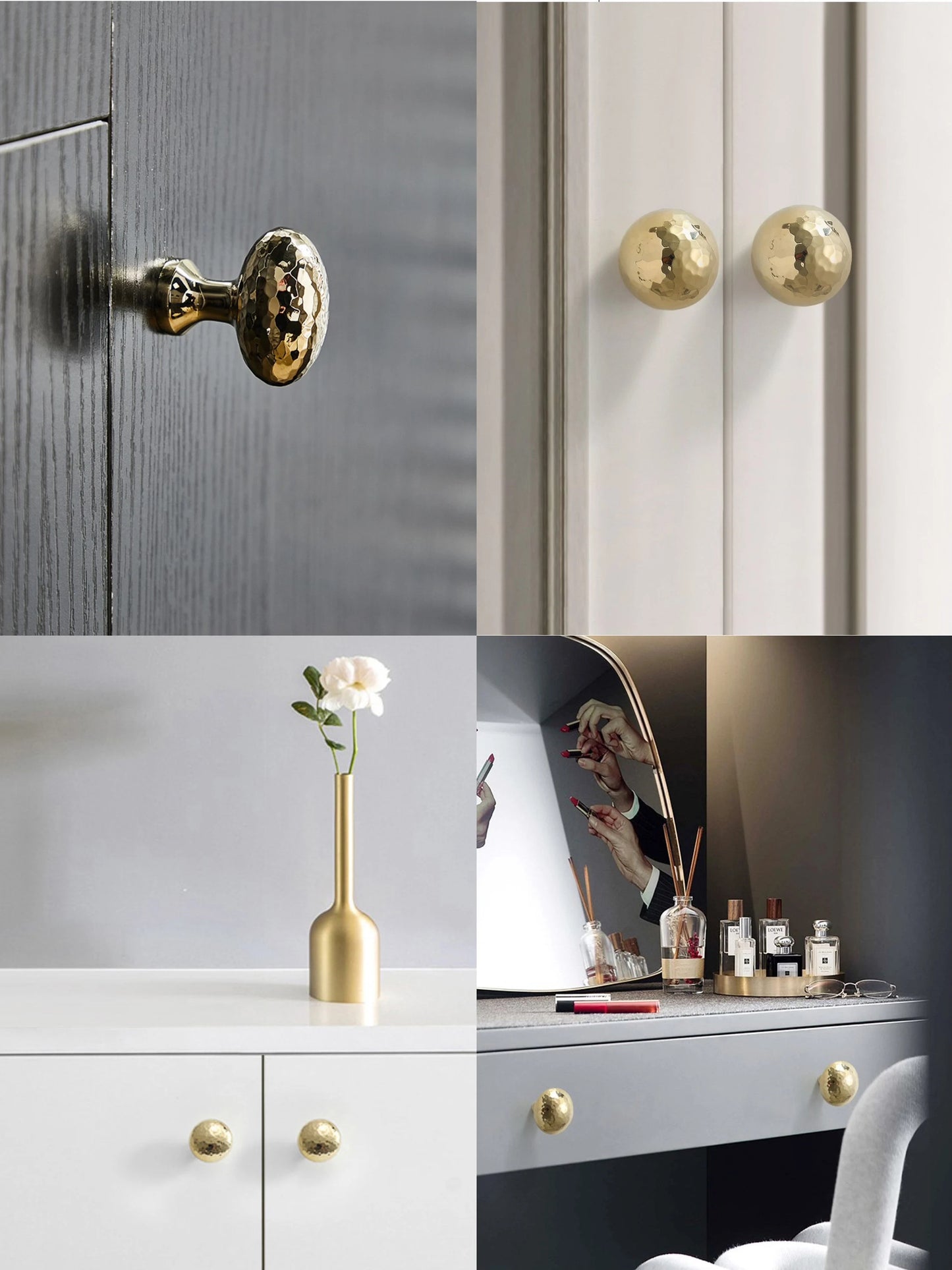 Hammered Brass Knobs Gold Drawer Pulls Egg Door Handle