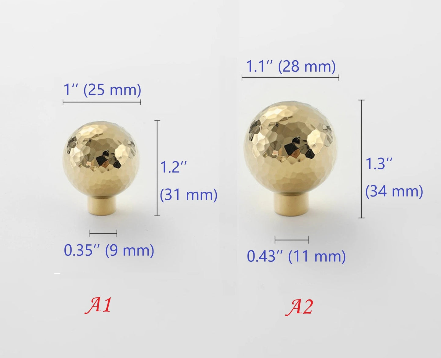 Hammered Brass Knobs Gold Drawer Pulls Egg Door Handle