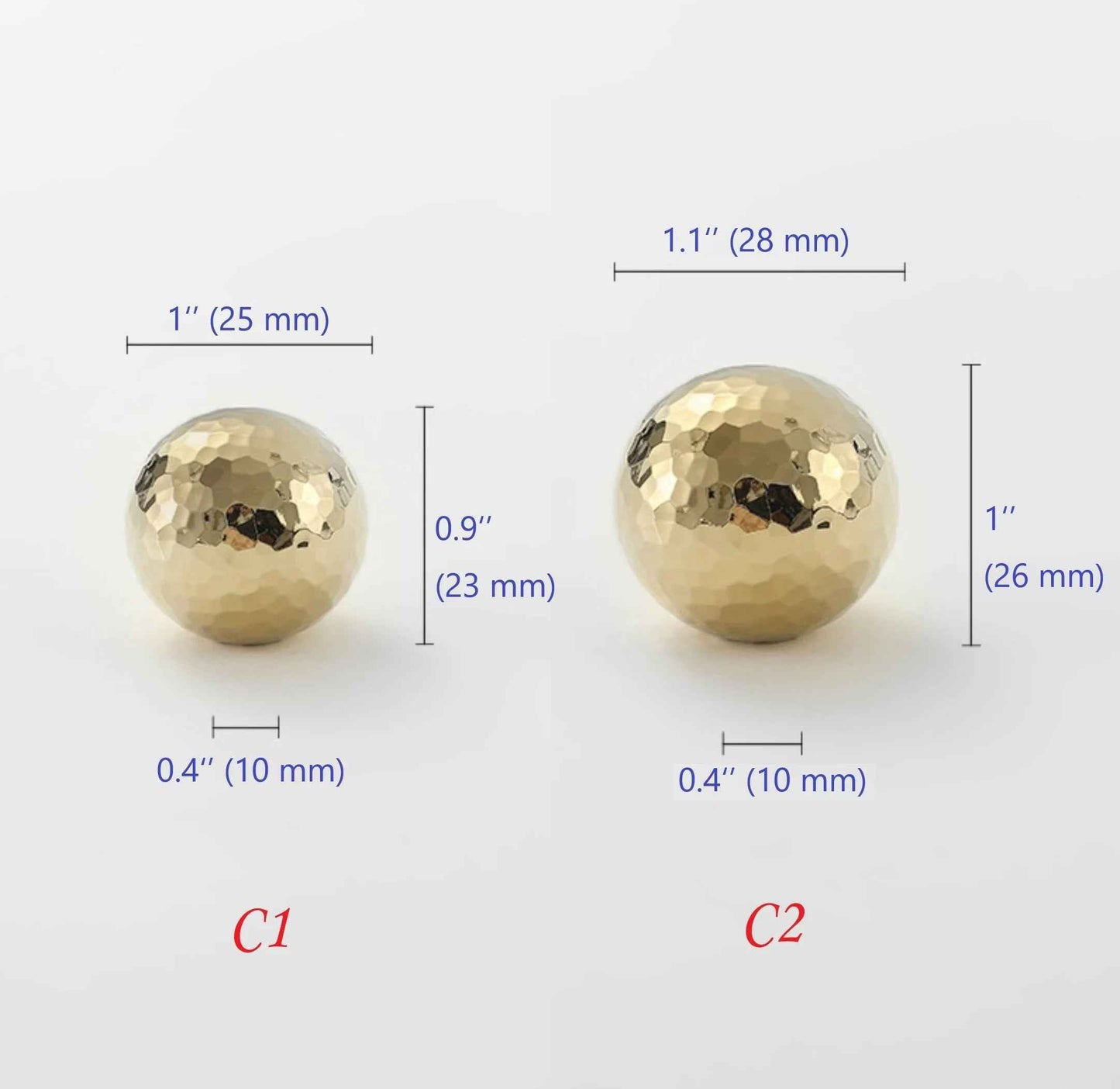 Assorted Hammered Gold Brass Knobs - for Stylish Kitchen Interior