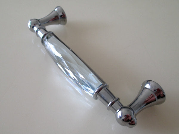 3.75" 5" Crystal Drawer Pull, Glass Cabinet Pulls, Gold Silver Modern Hardware