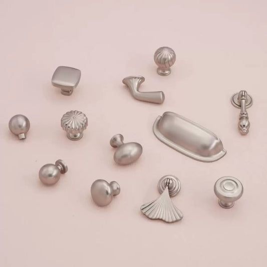 Assorted Brushed nickel drawer knobs for modern home decor
