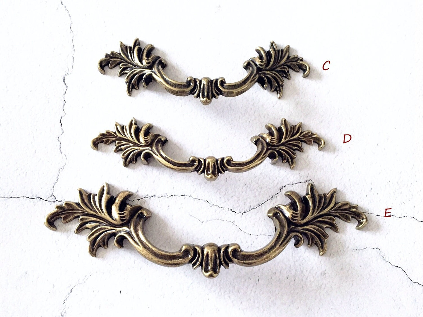 2.5" 3" 3.75" Antique Bronze Leafy Drawer Pulls, French Provincial Cabinet Hardware