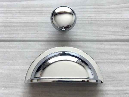Polished Chrome Handle & Drawer Cup Pull - 76 96 128 mm