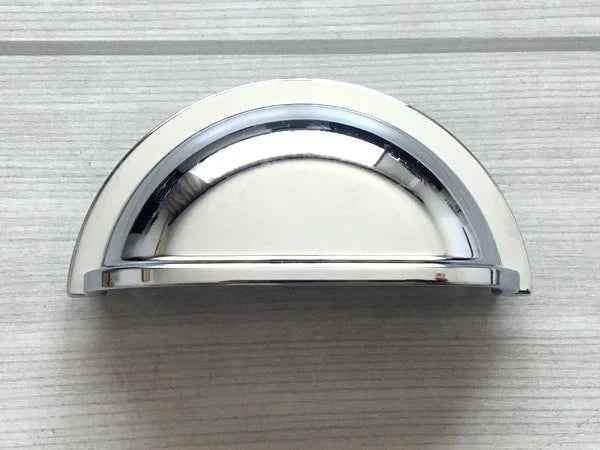 Polished Chrome Handle & Drawer Cup Pull - 76 96 128 mm