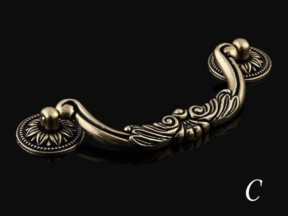 Vintage Style Dresser Drawer Pulls, Antique Bronze, Georgian Cabinet Hardware