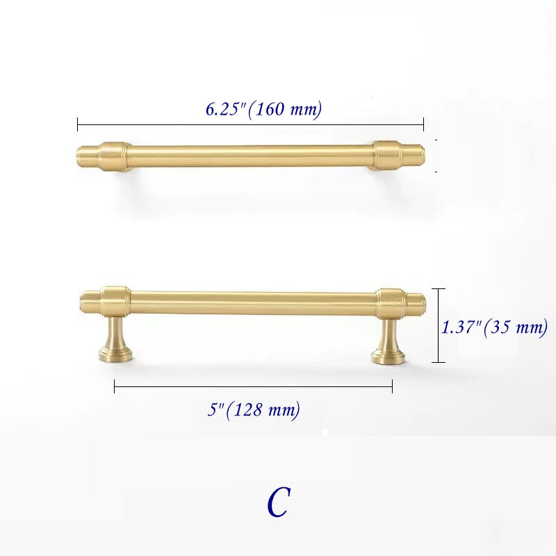 Minimalism Cabinet Bar Pulls, Solid Brass, Brushed Gold, Modern Mid Century Kitchen Hardware