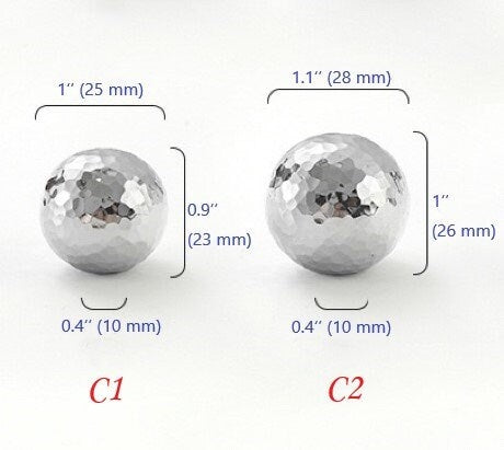 Silver Hammered Brass Drawer Knobs, Polished Chrome, Modern Kitchen Cabinet Hardware