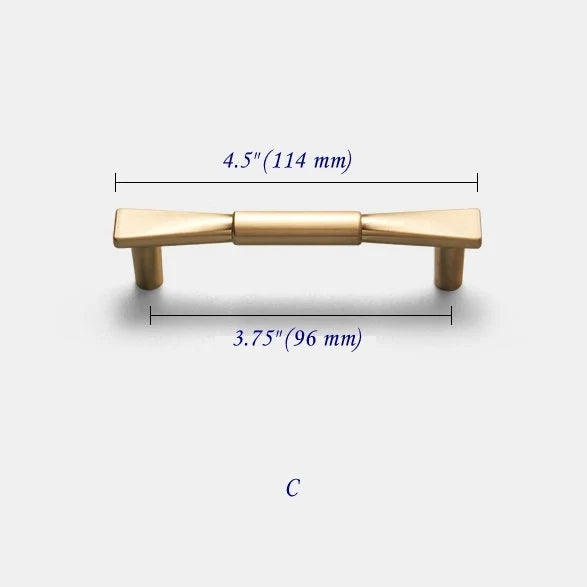 3.75" 5" 7.5" Brushed Gold Cabinet Pulls, Mid Century Modern Kitchen Hardware