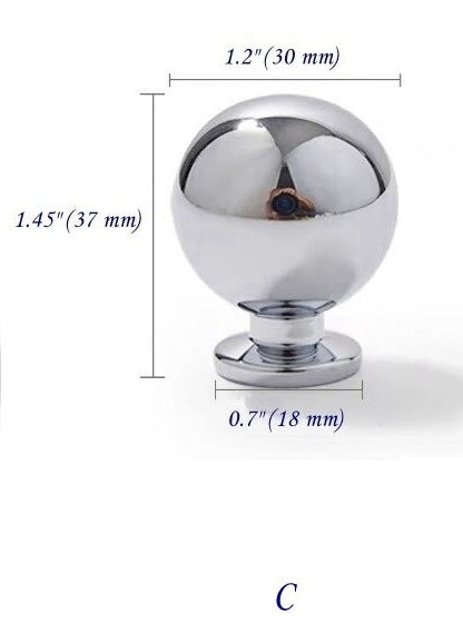 Polished Chrome Brass Cabinet Bar Handles, Ball Knobs, Contemporary Kitchen Hardware