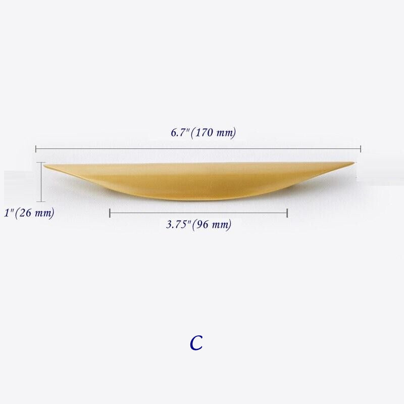 1.25" 2.5" 3.75" Brass Drawer Pull, Finger Handles, Brushed Gold
