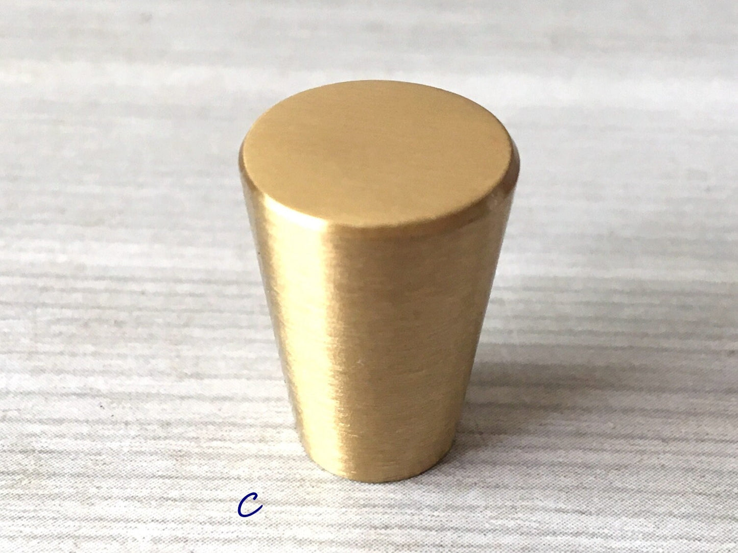 Tapered Brass Knob, Cone Drawer Pulls, Mid Century Modern Kitchen Hardware, Brushed Gold