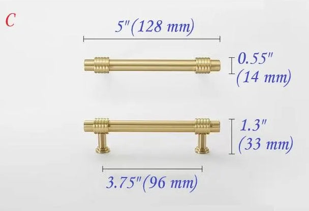 Brushed Brass Cabinet T Bar Handle Gold Vanity Pull, Kitchen Hardware