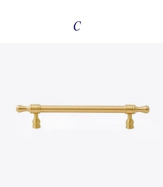 Cabinet Bar Pulls, Solid Brass, Brushed Gold, Modern Mid Century Kitchen Hardware