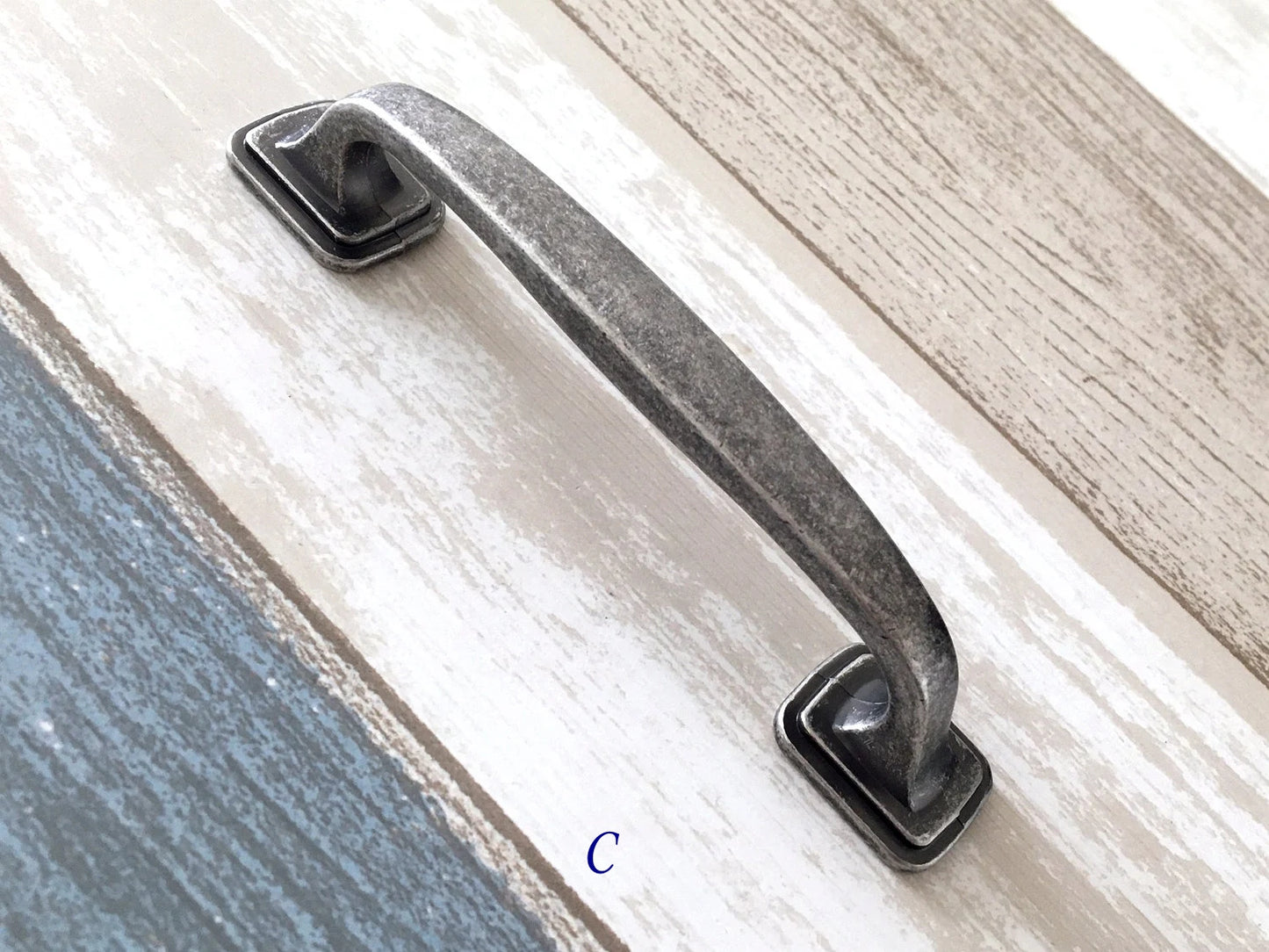 3" 3.75" 5" Cabinet Pull Handles, Antique Pewter, Rustic Kitchen Hardware